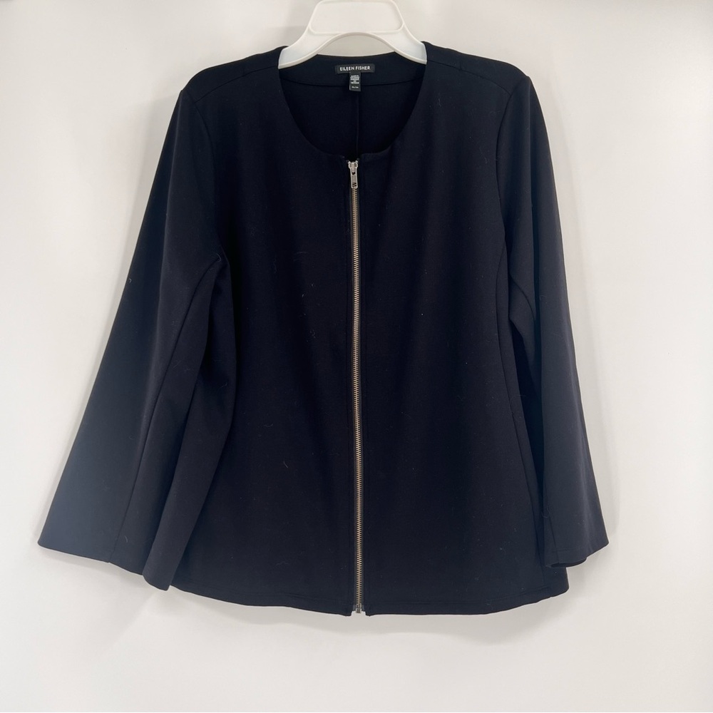 Eileen Fisher Travel Ponte Black Full Zip Jacket Size XL - Picture 1 of 8